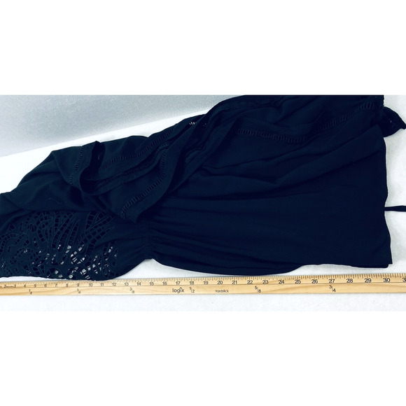 Cotton Bleu Swimsuit Coverup Womens Small Black Front Drawstring Tie‎ Rayon - Picture 9 of 9